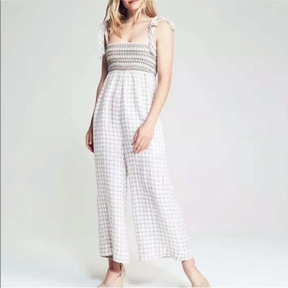 NWT Faherty Eloise Jumpsuit, Crispin Windowpane, Size Small!